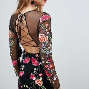 ASOS All Over Multi Sheer Embroidered Midi Dress